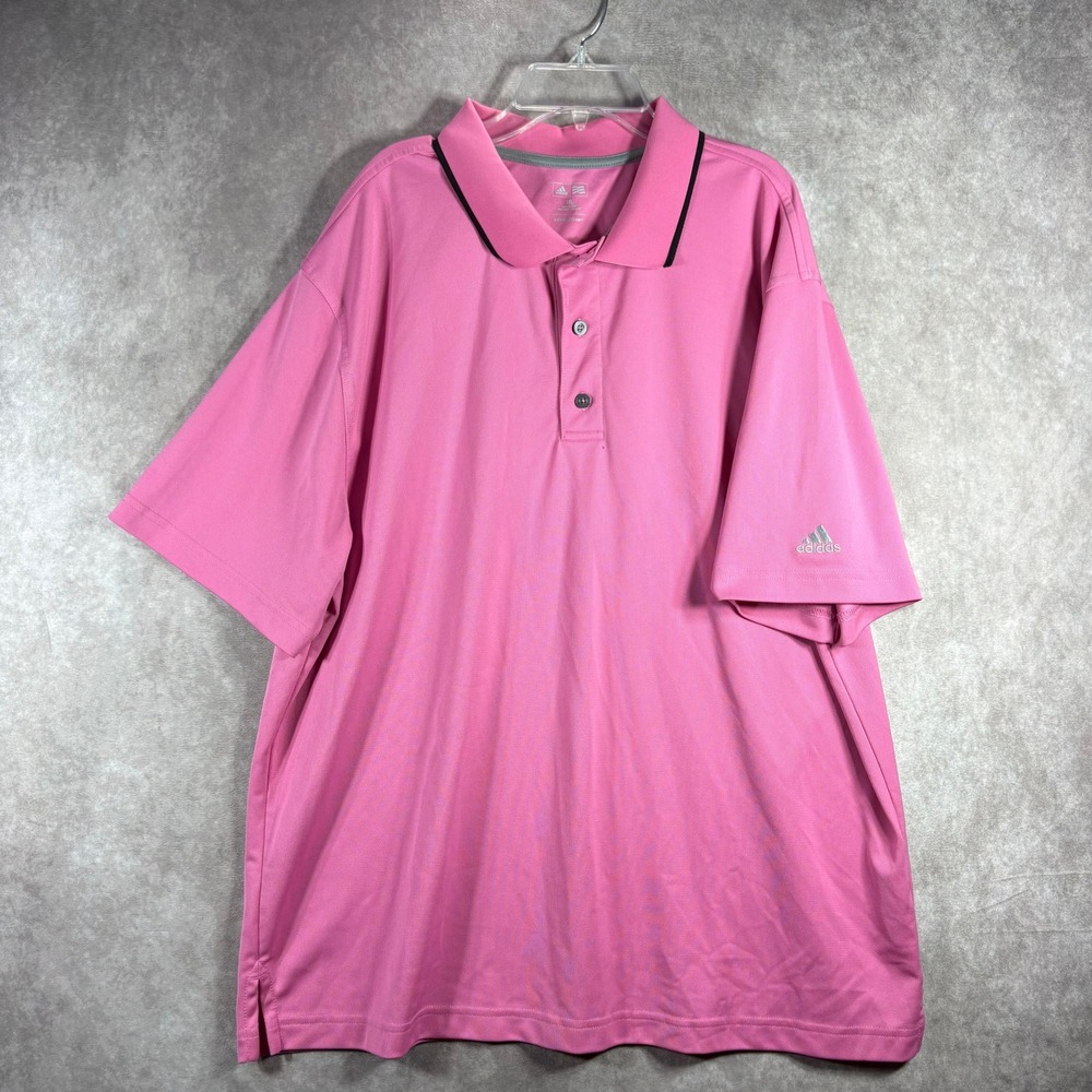 Adidas Polo Mens Size 2XL Pink Golf Shirt Performance Short Sleeve Casual Active